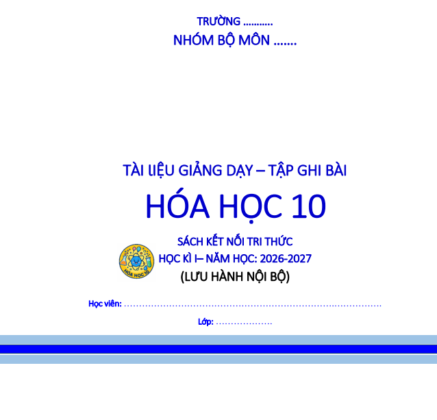 TẬP GHI CHÉP HOÁ HỌC 10