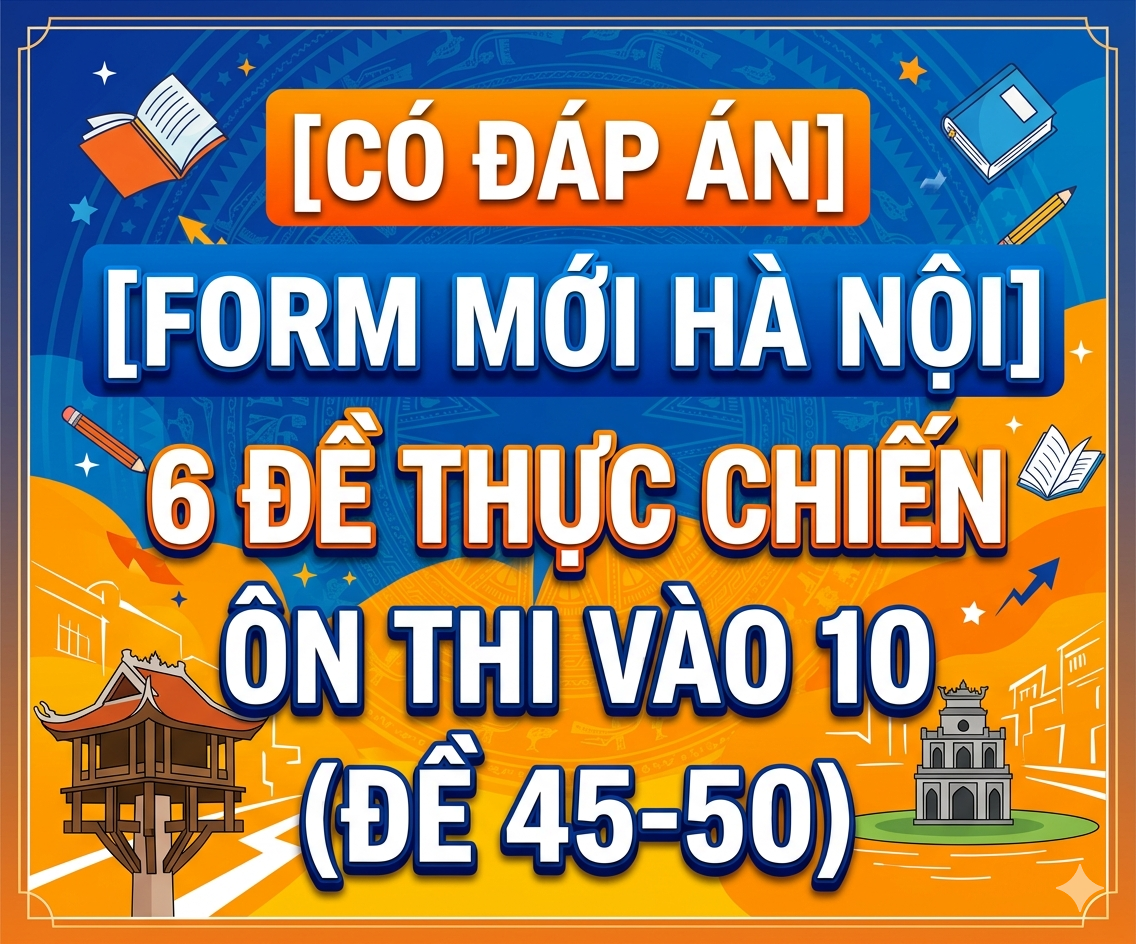 [CÓ ĐÁP ÁN][FORM MỚI HÀ NỘI] 6 đề thực chiến ôn thi vào 10 (Đề 45-50)