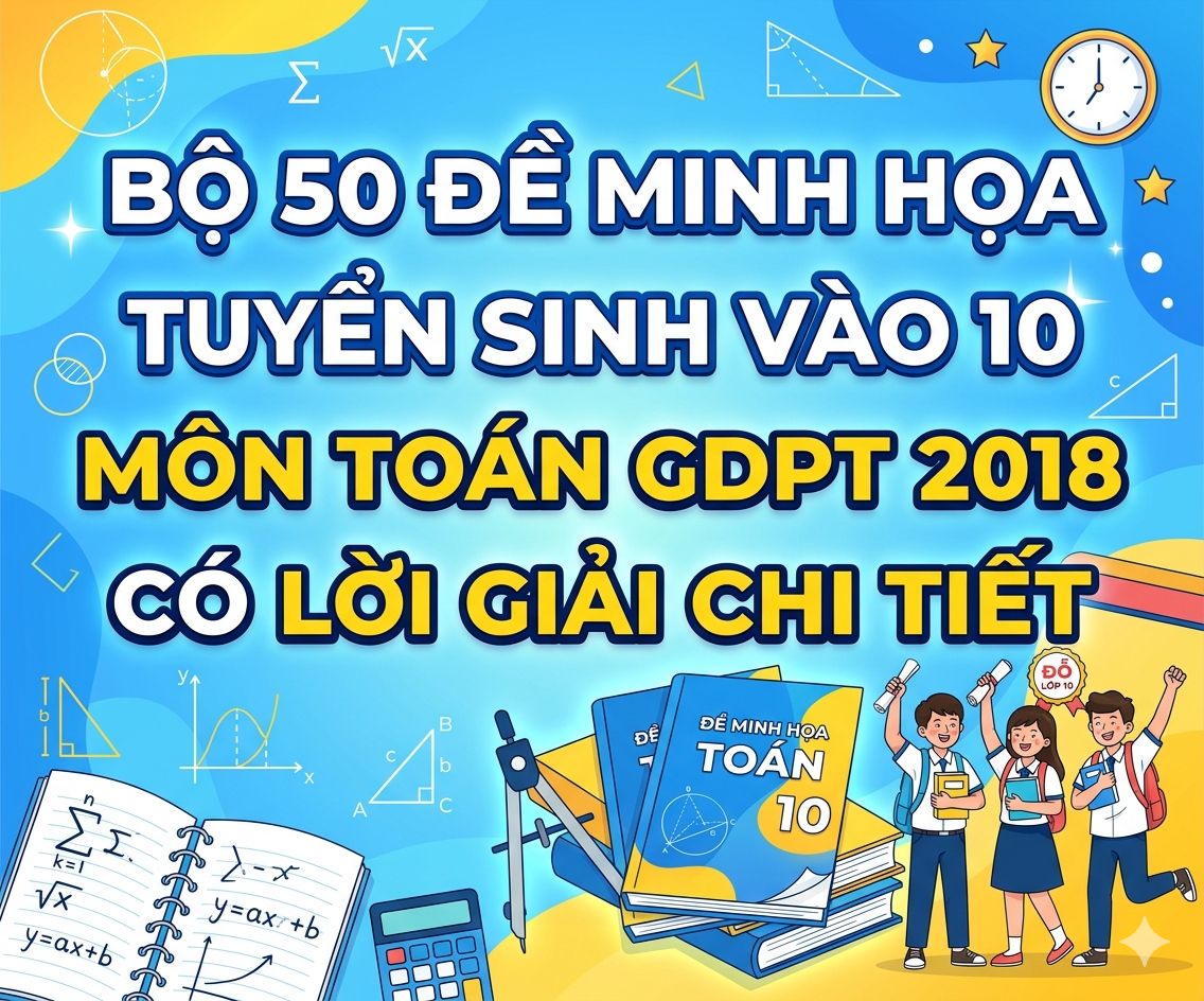 Bộ 50 đề minh họa tuyển sinh vào 10 môn Toán GDPT 2018 - có lời giải