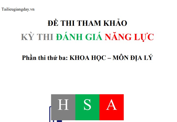 Đề luyện tập thi thử ĐGNL ĐHQG HN 2026 - Địa Lí - Có lời giải - Đề 1
