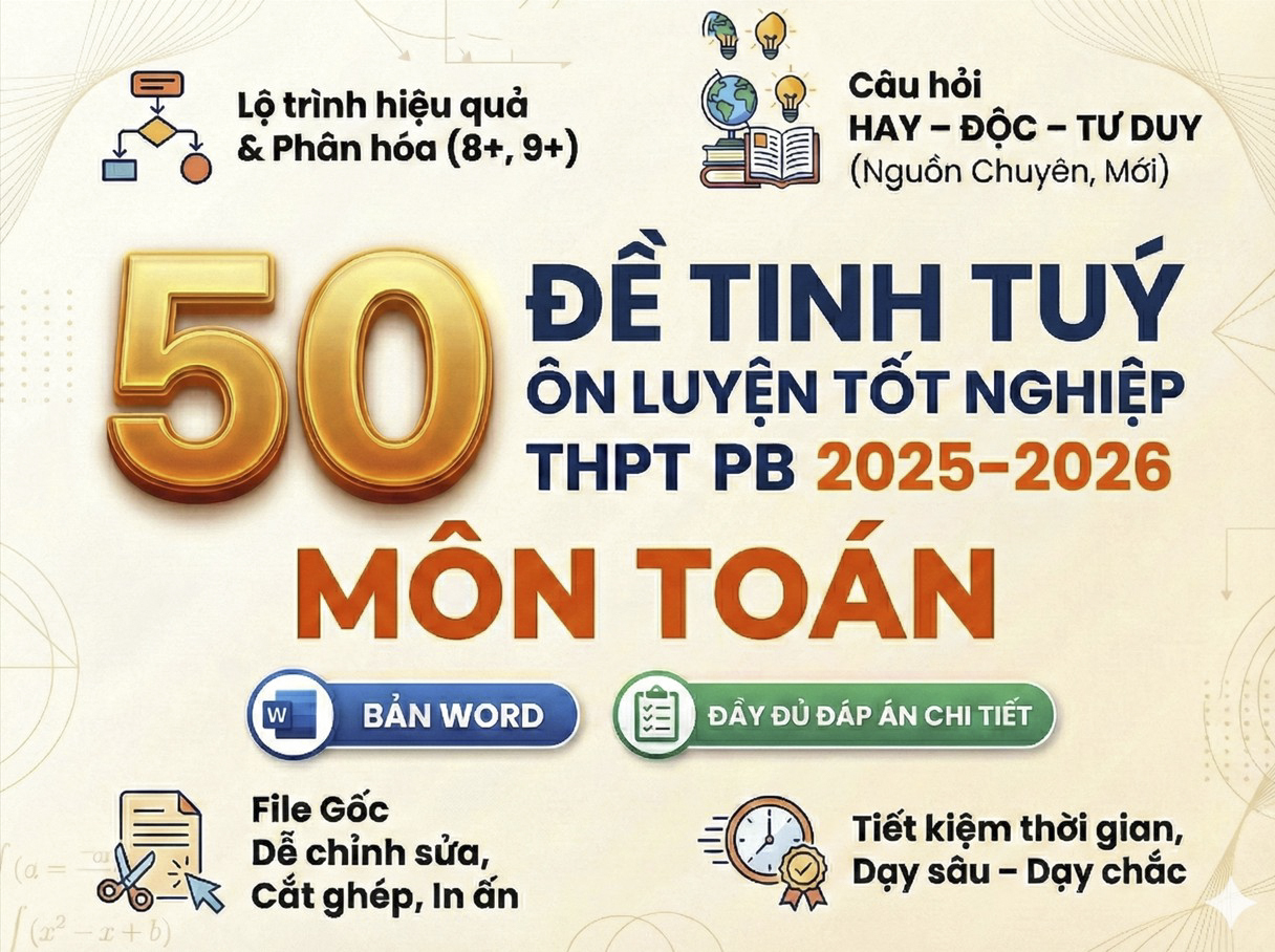 TUYỂN TẬP 50 ĐỀ TINH TÚY ÔN LUYỆN TN THPT 2026 - MÔN TOÁN - FILE WORD