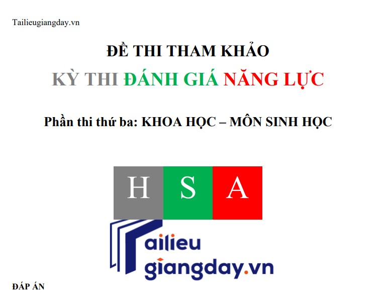 Đề luyện tập thi thử ĐGNL ĐHQG HN 2026 - Sinh Học - Có lời giải - Đề 1